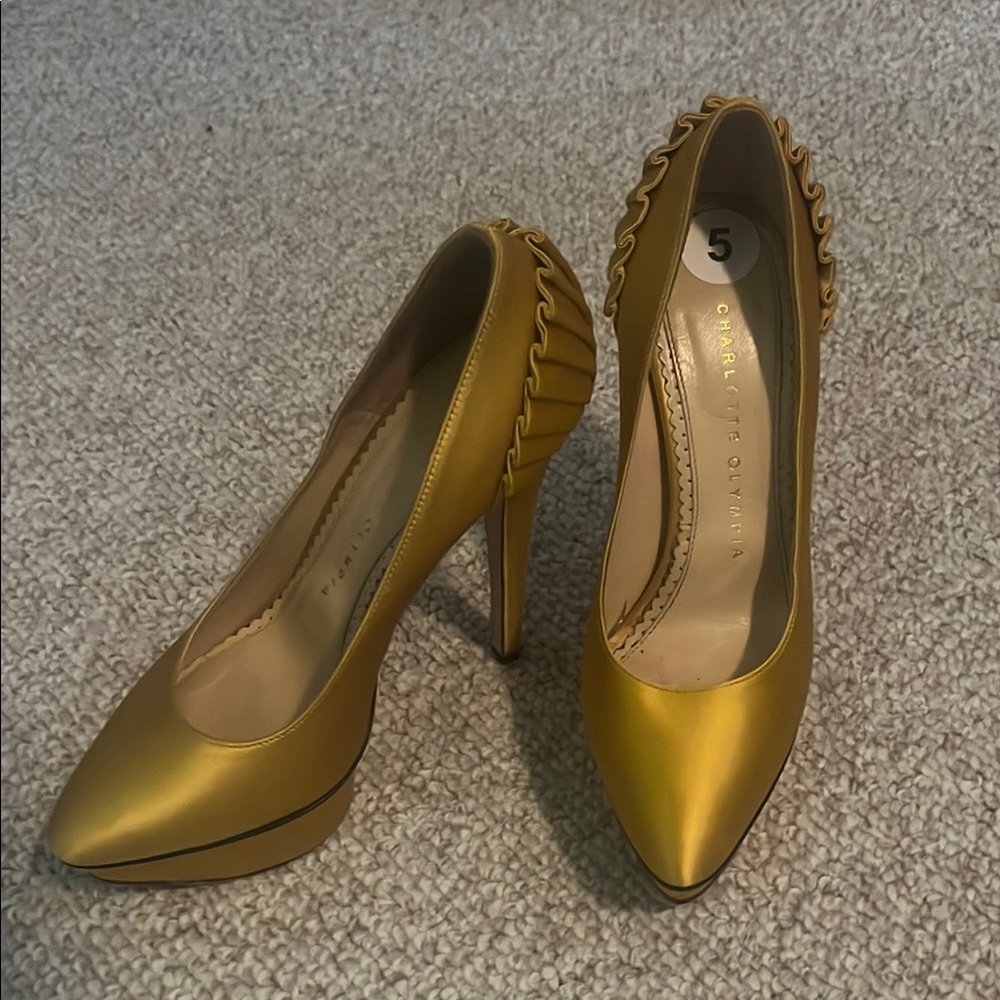 Charlotte Olympia Gold Studded Heels